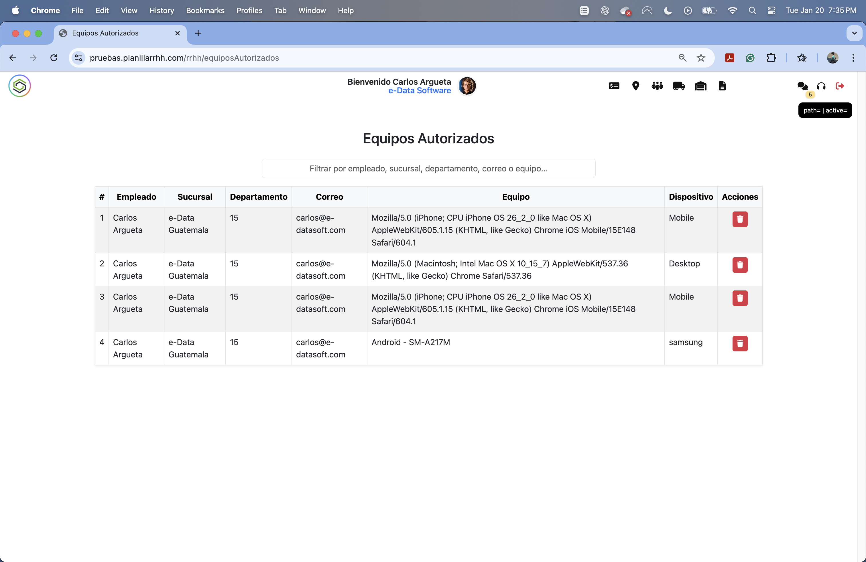 Seguridad: roles, logs y control de dispositivos